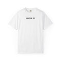 White t-shirt with 'MOVE ON, SIS' text on a white background